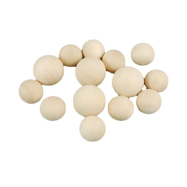 6mm-50mm Boules de perles rondes en bois naturel en vrac Boules artisanales en bois dur non finies Sphères en bois décoratives sans trou pour projets de bricolage