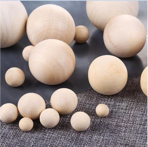 Boule de perles rondes en bois de 6 mm à 50 mm, perles rondes à faire soi-même pour la fabrication de bijoux et l'artisanat d'art, projet d'accessoires (pas de trous)