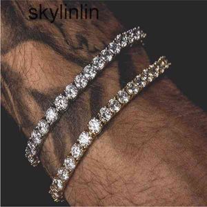 6mm 5mm 4mm 3mm Glacé Tennis Bracelet Zircone Triple Serrure Hiphop Bijoux 1 Rangée Cubique De Luxe Hommes Bracelets