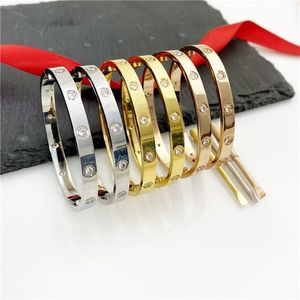 6MM 7MM large bracelet argent hommes bracelet de manchette en acier inoxydable avec diamant cristal décoration femmes bijoux anniversaire cadeau haute 305b