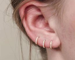 6 mm / 8 mm / 10 mm Boucles d'oreilles de cerceau pour femmes hommes Gold Couleur argentée simple minimal minuscule cz lage perçage Huggie6122108