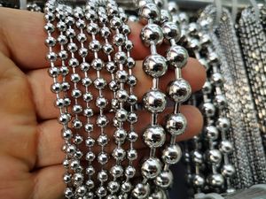 6MM/8MM Lot 5 mètres en vrac argent acier inoxydable boule ronde perles chaîne résultats de bijoux marquage collier bricolage