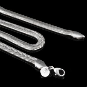 6mm 925 Sterling zilveren slang ketting voor mannen vrouwen platte gladde kreeft clascasps dikke kettingen 16-24 inches fit diy hanger charme sieraden