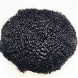 6mm Afro main liée pleine dentelle toupet 100% indien vierge cheveux humains pièces pour hommes noirs livraison express rapide