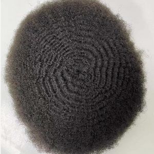 6 mm afro golf mannelijke toupees Indian Remy Human Hair Hand vastgebonden volledige kant -eenheid voor zwarte mannen in de VS Fast Express -levering