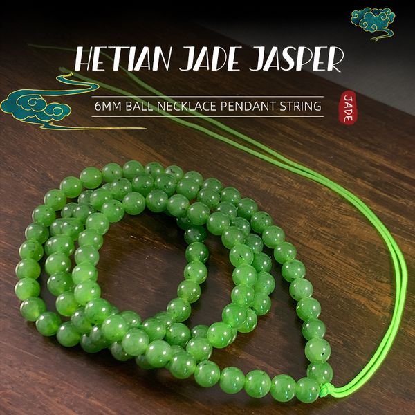 Jaspe de Jade Hetian authentique de 6mm, avec 108 perles, collier, pendentif, chaîne, bijoux multi-cercles, Bracelet, bijoux pour femmes