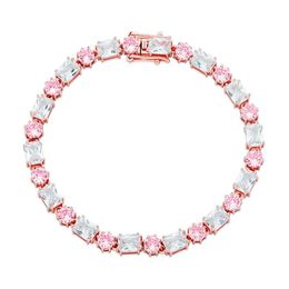 Bracelet de chaîne de Tennis en pierre Cz ronde et carrée de 6mm, haute qualité, zircone cubique glacée, Bracelet pour femmes, Hip Hop, Bijoux de mode, fête Punk, cadeau pour femmes, Bijoux