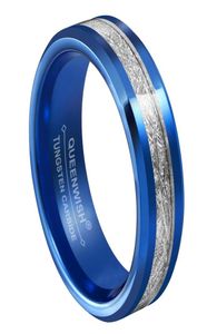 6 mm blauwe wolfraam trouwring geïmiteerde meteoriet inlay ring3745758