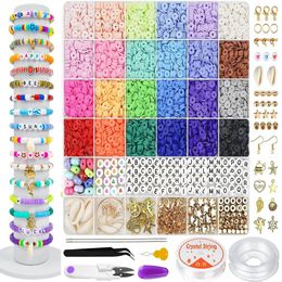 6MM klei kralen set verschillende stijlen gekleurde platte chip klei kralen kit voor armband ketting maken DIY sieraden maken accessoires kit 231227