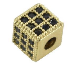 6mm Cube micro pave cz zirconia spacer kralen Messing Metaal Kristal armband ketting voor DIY maken hot6f