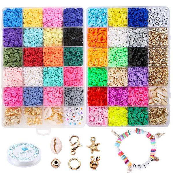 6mm plat rond perles d'argile polymère bijoux à bricoler soi-même kit de marquage entretoise en vrac perles de disque de vinyle en céramique pour bracelets collier boucle d'oreille 231229