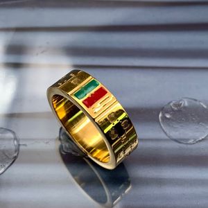 6 mm meisjes jongens originele ontwerper groen rood G-ring 18K goud zilver roos 316L roestvrijstalen letterringen dames heren logo graveren bruiloft liefde sieraden feestgeschenken 6 7 8 9