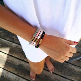 Bracelet ethnique en argile polymère fait à la main, 6mm, pour femmes et hommes, perles bohème réglables, Bracelet à breloques, accessoire de plage pour Couple, 327S