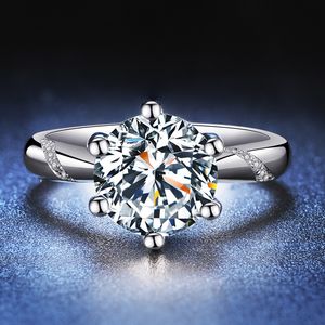 6mm Lab Moissanite Diamond Ring 925 Sterling Silver Bijling Engagement Trouwringen voor Dames Mannen Party Sieraden