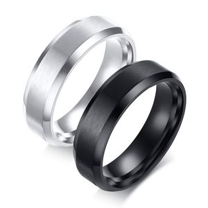 Bague en acier inoxydable mat de 6 mm pour hommes bijoux de doigt de bande de mariage de couleur noire