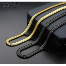 Collar de cadena de serpiente de 6 mm para hombres con cierres de langosta Regalos de joyería de moda Cadenas de gargantilla de eslabones de oro negro de acero inoxidable