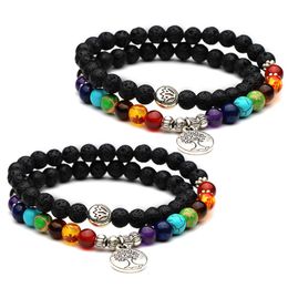 6mm natuurlijke zwarte lava stenen boom van leven armband vulkaan steen aromatherapie essentiële olie diffuser armband voor vrouwen sieraden