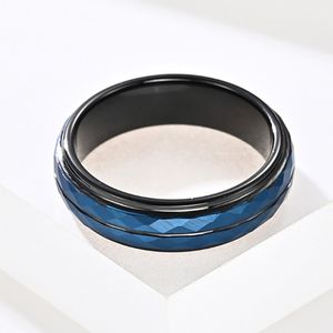 Anneau en acier tungstène de couleur noire, losange de 6mm, anneau de queue en tungstène Super dur pour femmes et hommes, bijoux Hip Hop