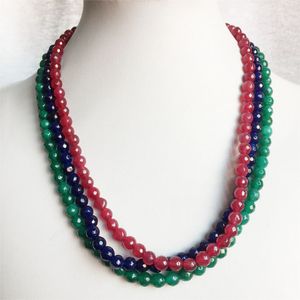 6MM Sapphire Emerald Ruby Jade ketting natuursteen handgemaakte sieraden cadeau strand choker