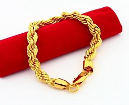 6mm Thick Rope Bracelet Chain 18K Yellow Gold Filled Classic Mens Bracelet Trendy Male Jewelry Present ed Highpolished4008931