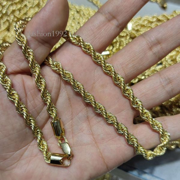 Cadena de cuerda de oro puro de 18 quilates de 6Mm de espesor Au750 cadenas semiacabadas joyería Diy collar pulsera pendiente accesorios cadena