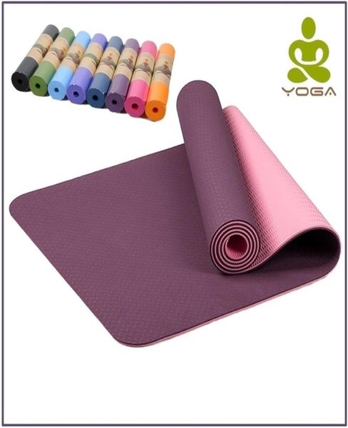 Tapis de Yoga antidérapants TPE 6MM pour Fitness tapis de Pilates de marque insipide tapis de Sport d'exercice de gymnastique 8 couleurs avec sac de Yoga sangle de Yoga 201831108