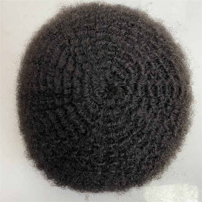 Onda de 6 mm #1 jato preto indiano de substituição de cabelo humano virgem 8x10 unidade de renda cheia para homens negros