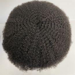 6mm golf #1B Natuurlijk zwart Braziliaanse maagdelijk Human Hair Hairpiece 8x10 Toupee Full Lace Unit voor zwarte mannen