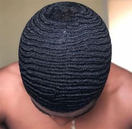 6 mm Welle # 1b natürliches schwarzes malaysisches reines Menschenhaar-Haarteil 8 x 10 Toupet Full Lace Unit für schwarze Männer