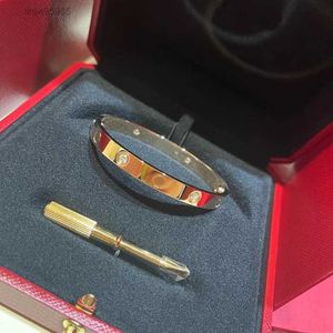 Bracelet manchette de 5ème génération de 6mm de large, en acier, de styliste, Rose argentée, pour femmes et hommes, amour des Bracelets à tournevis