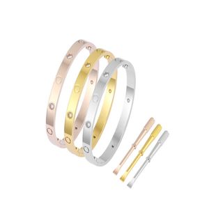 6MM de ancho 5ta generación Pulsera de manga dorada Titanio acero Diseñador Oro Oro Rosa Oro Mujer Hombre Pulsera Destornillador pulsera