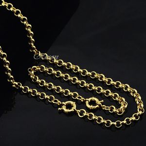 6mm de large hommes femmes Rolo ensemble bijoux couleur or lien chaîne collier Bracelet marin 240125