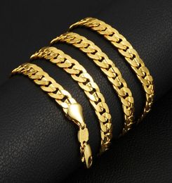 6 mm brede ketting Cubaanse ketting 18k geel goud gevuld effen effen heren choker ketting 66 cm lange klassieke sieraden3894654
