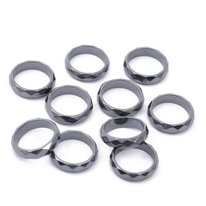 6mm large bande anneaux mode pas d'anneau magnétique d'aimant d'hématite pour l'homme mélange 6 à 13