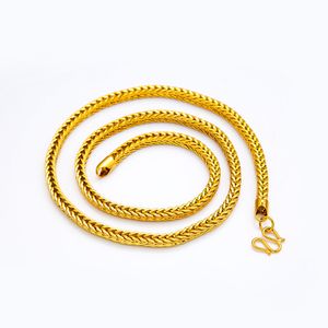 Collier d'os serpent de 6 mm de largeur Bijoux 18 km jaune rempli de clavicule m￢le classique Link 60 cm