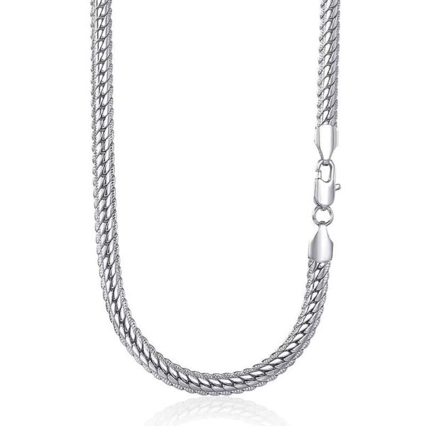 6mm Femmes Hommes Collier Chaîne Martelé Fermer Rombo Lien Curb Cubain Or Blanc Rempli GF Bijoux De Mode Accessoires DGN337 Chains239i