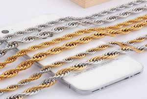 6 mm8 mm 24 pouces de collier de chaîne de corde Singapour Hérole Lien de chaîne de corde pour garçons bijoux en acier inoxydable argent or 0398643883