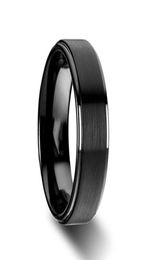 Bagues de mariage en titane de 6 mm, 8 mm, bande noire, coupe confortable, finition mate pour hommes et femmes, 6141897948