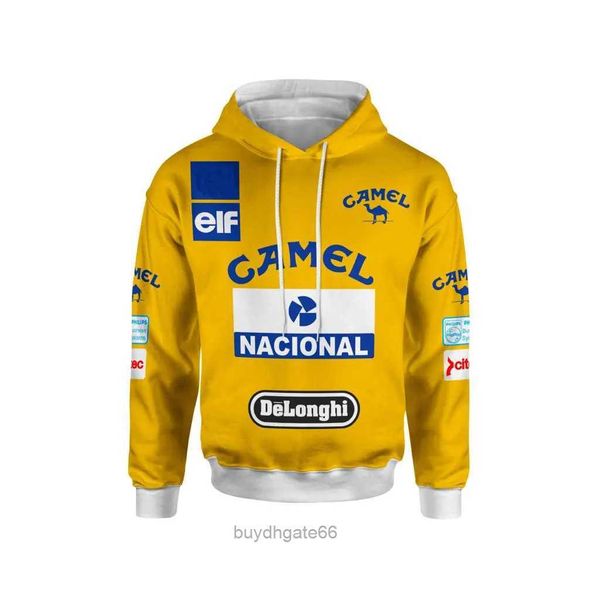 6nds Sudaderas con capucha para hombre 2023/2024 Nuevas sudaderas del equipo de carreras de Fórmula Uno de F1 Clásico Retro 1987 Camel Co Marca Deportes al aire libre Top con cremallera informal