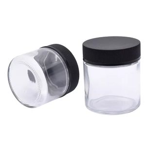 La cire cosmétique en verre de bouteille ronde faite sur commande de 6oz cogne le portatif transparent avec le couvercle de CR