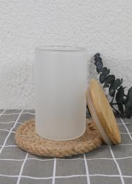 6 oz de sublimation vide pots de bougie en verre givré transparent avec couvercles en bambou pour faire des bougies par express Z113660451
