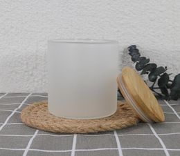 6oz Empty Sublimation Clear Frosted Glass Candle Jars with Bamboo Lids for Making Candles by express Z119447510
