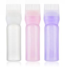 6Oz Haarverffles Met Kam Plastic Wortelkammen Applicator Oliën Flessen Borstel Doseren Salon Kleuren Verven Stomerij 120 ml1177811