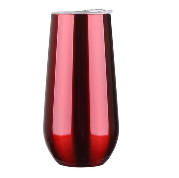 Verre à champagne en acier inoxydable de 6 oz Verre à vin sans pied Mini gobelet incassable pour enfants avec couvercle Coquetiers isolés sous vide pour tasse à café à vin