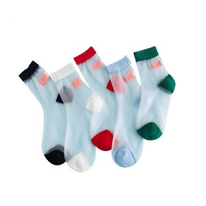 6pair japonais Femmes d'été chaussettes transparentes kawaii bande stretch aidement ok chaussette cristalline en verre art de soie calcitine mujer sox 240408