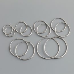 6 Paren/set Eenvoudige Mode Persoonlijkheid Grote Cirkel Oorbellen 925 Sterling Zilveren Oorringen Mix maat 12 14 16 18 24 28mm