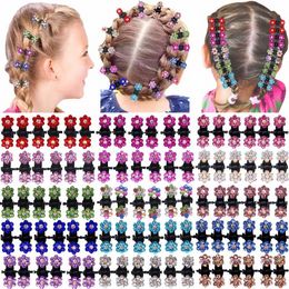 6pc Baby Girls Hair Claw Clips Crystal Rimestones Tiny Hair Clips Colored Flower Hair frange Pin pour enfants