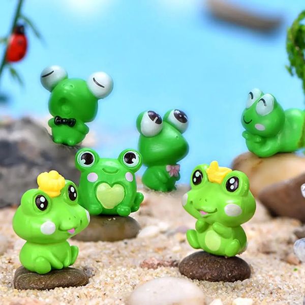 6pc mignon grenouille animal miniature fée jardin ornement bricolage décor en verre petit truc figurine statue modèle artisanat décoration home décoration 240427