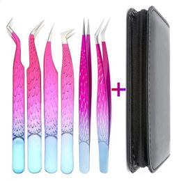 6PC faux cils pince à épiler ensemble pour extensions de faux cils bande incurvée individuelle pince à cheveux pince à cheveux Nail Art outil de maquillage 240123