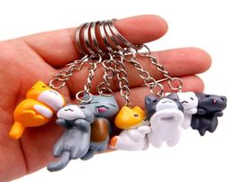 6pc Natsume039s Book of Friends Cat Cartoon Keychains Keyring Car Bag Pendant Fashion Sieraden Key Chain Ring Accessories3288381
